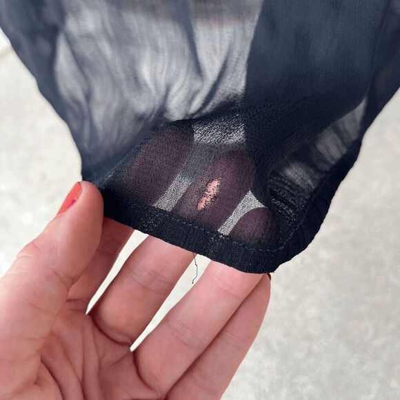 Vintage 90s Kloz Lyne India Boho Dress Black Sheer Sleeves Festival Grunge L - Picture 10 of 11